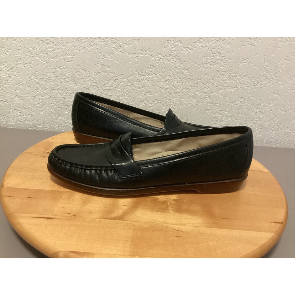 SAS Penny Loafers Womens 8.5 N Black Leather Comfort Shoes Made in USA